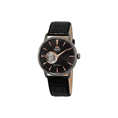 ORIENT Automatic/Manual Mechanical Movement Leather Strap Watch Men's Watches Black Dial