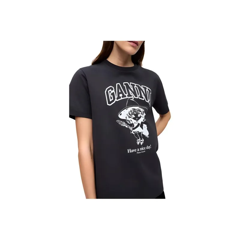 GANNI Logo print T shirt-3