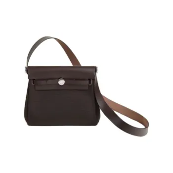 HERMES Canvas With Leather Shoulder Bag Mini Women's Ebony