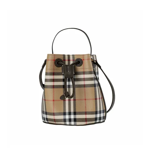 Burberry Polyurethane Bucket Bags Shoulder Bag Crossbody Bag Handbag Mini Women's Beige