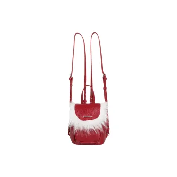 Kikawa Card Synthetic Leather Backpack Medium Size Women's Red/Black