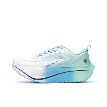 Qing Pao Cushioned Slip Resistant Abrasion Resistant Low Top Carbon Plate Training Running Shoes Men's White Blue Green