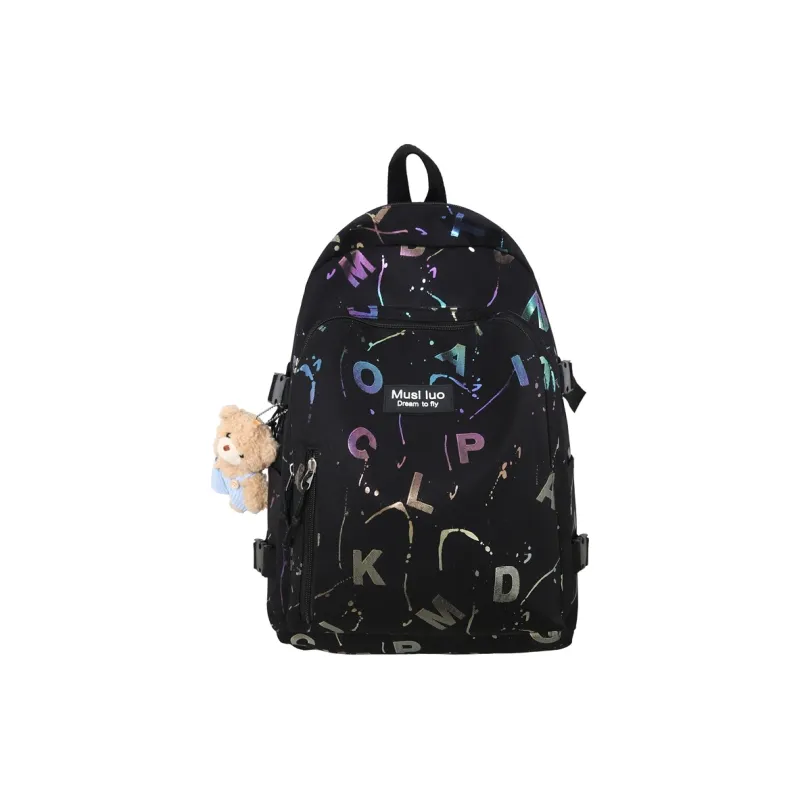 URBAN FOREST Nylon Backpack Unisex White/Black/Blue/Pink-5