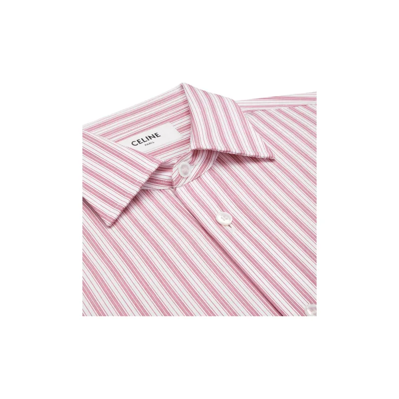 CELINE Striped Logo Embroidered Long Sleeve Shirt-2