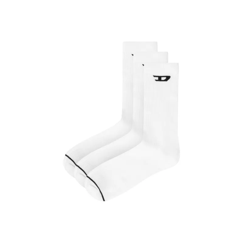 DIESEL Mid Calf Socks Men's 3 Pack White-0