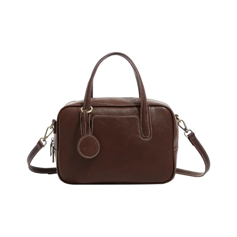 H YXIANG Microfiber Synthetic Leather Bowling Bag, Handbag Women's Dark Coffee/Black-1