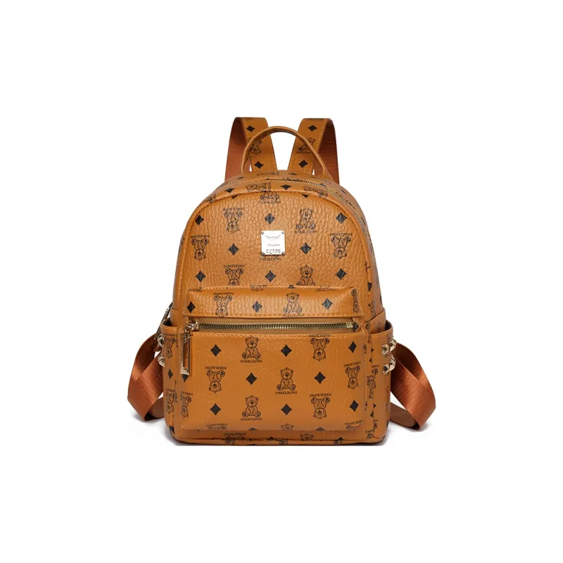 MINIPUDING PU Backpack Regular Women's Brown Bear/Brown Wheat-0