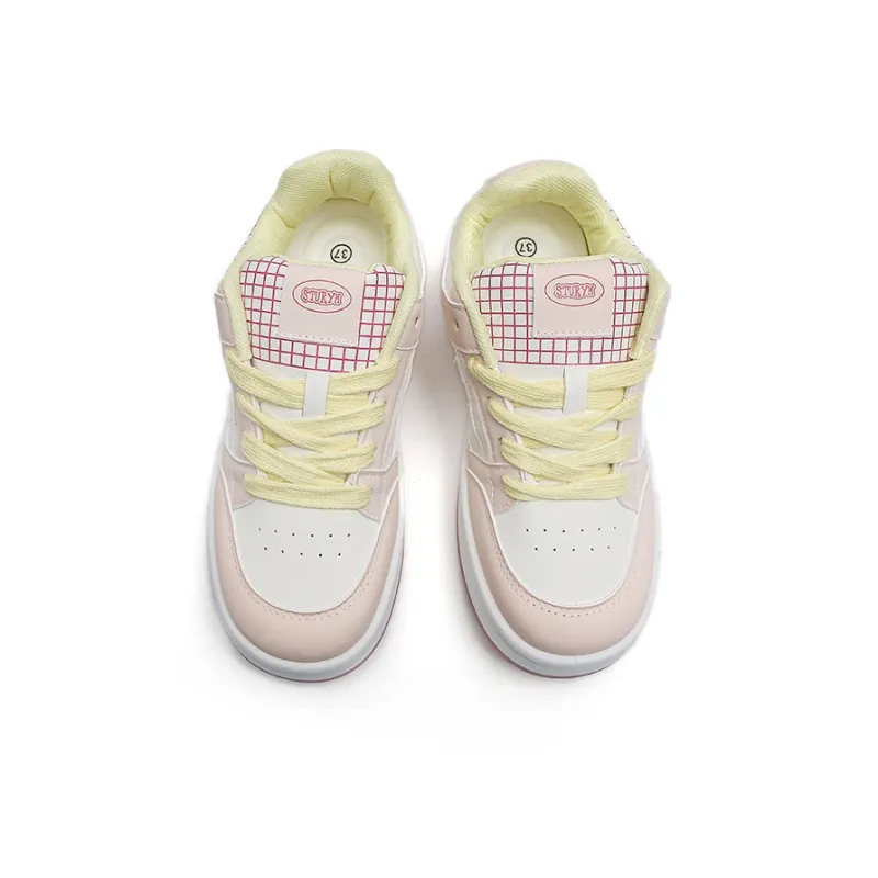 Than Than Me Low Top Skateboard Shoes Women's Yellow Pink-2