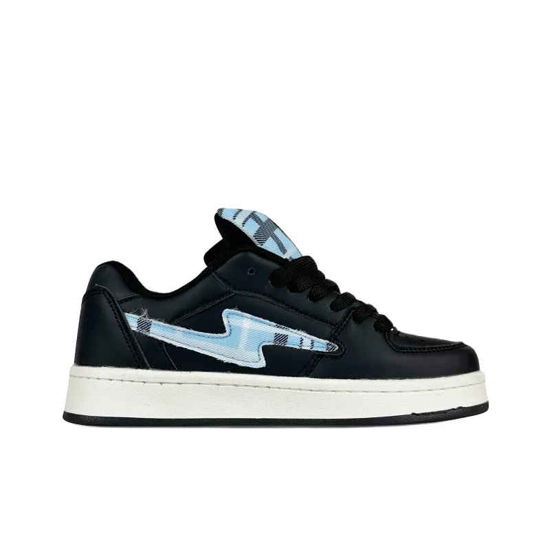 Rongchuan Anti Slip And Wear Resistant Lightweight Low Top Skateboard Shoes Unisex Black Blue Box-2