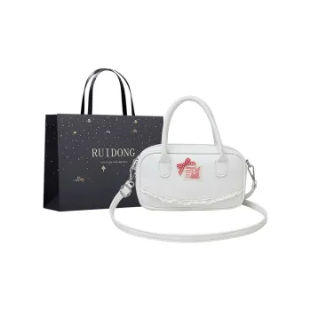 Omanfei PU Bowling Bag Handbag Women's White/Silver/Pink/Red/Black