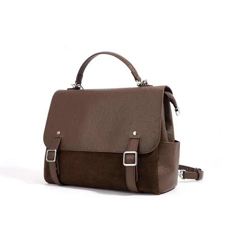 ROBERTA DI CAMERINO Cow Leather Bonded Synthetic Leather Carry Backpack Mini Women's Red/Brown-7