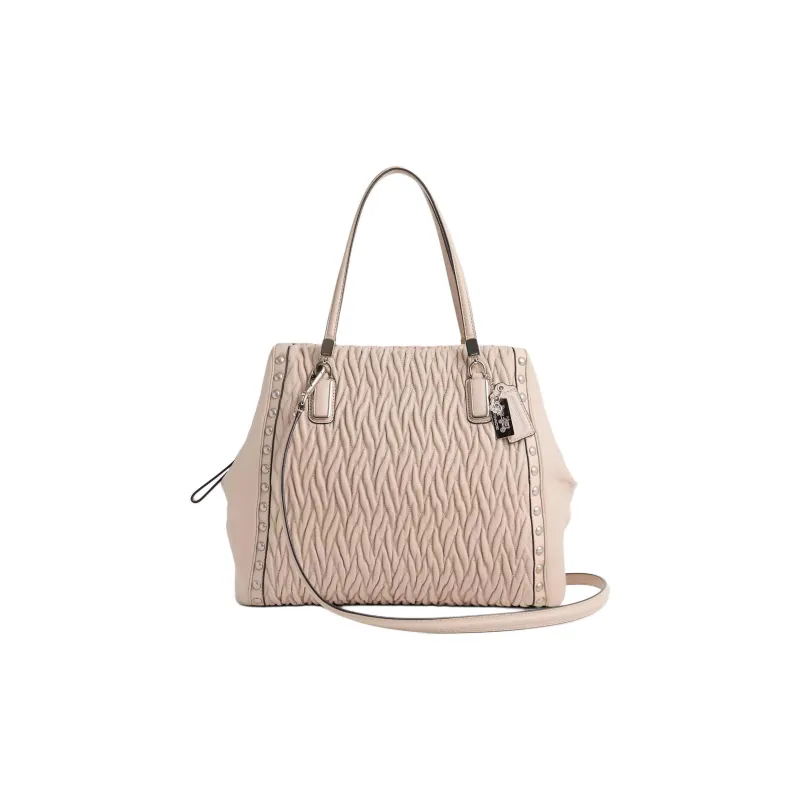COACH Madison Leather Shoulder Bag, Crossbody Bag, Handbag Large Size Women's Gray White-0