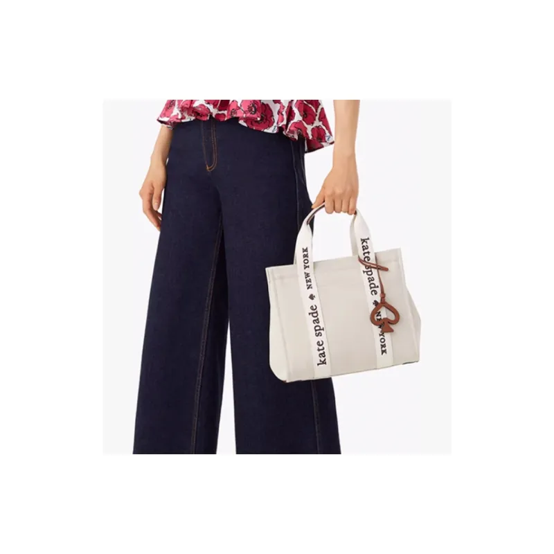 Kate Spade Fabric Tote Bag, Shopping Bag, Shoulder Bag, Handbag Trumpets Women's Natural-4