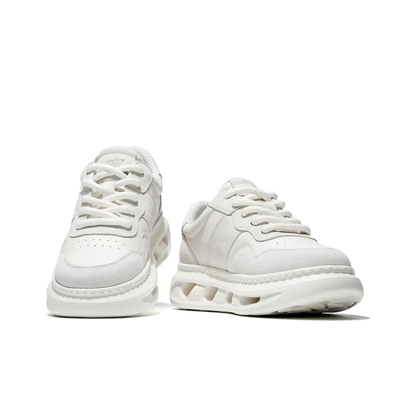 MOERBAI Spacewalk Series Wear Resistant Breathable Height Increasing Low Top Casual Shoes Men's White Gray-2