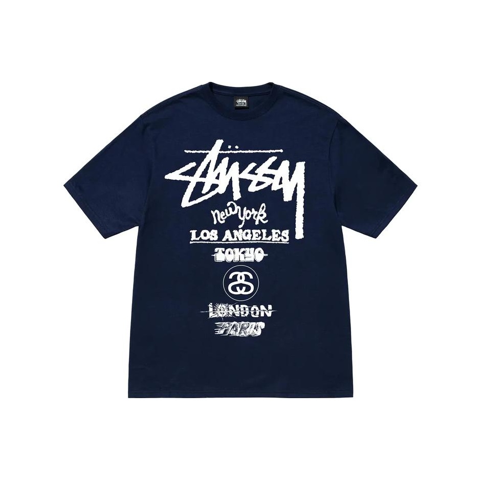 ★韓国の人気★【STUSSY】★World Tour LS T-Shirt Fog 2024★ ☆韓国の人気☆【STUSSY】☆World Tour T-Shirt Black 2024☆