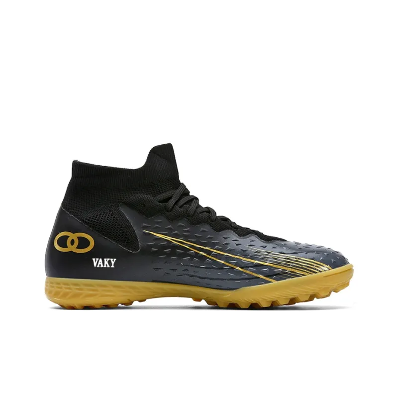 VAKY Soccer Shoes Unisex High Top Black/Gold-1
