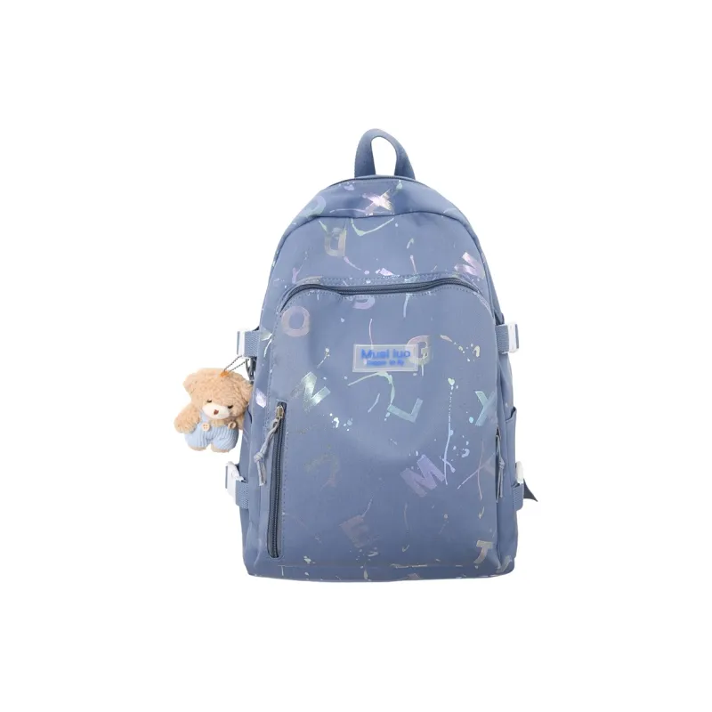 URBAN FOREST Nylon Backpack Unisex White/Black/Blue/Pink-10