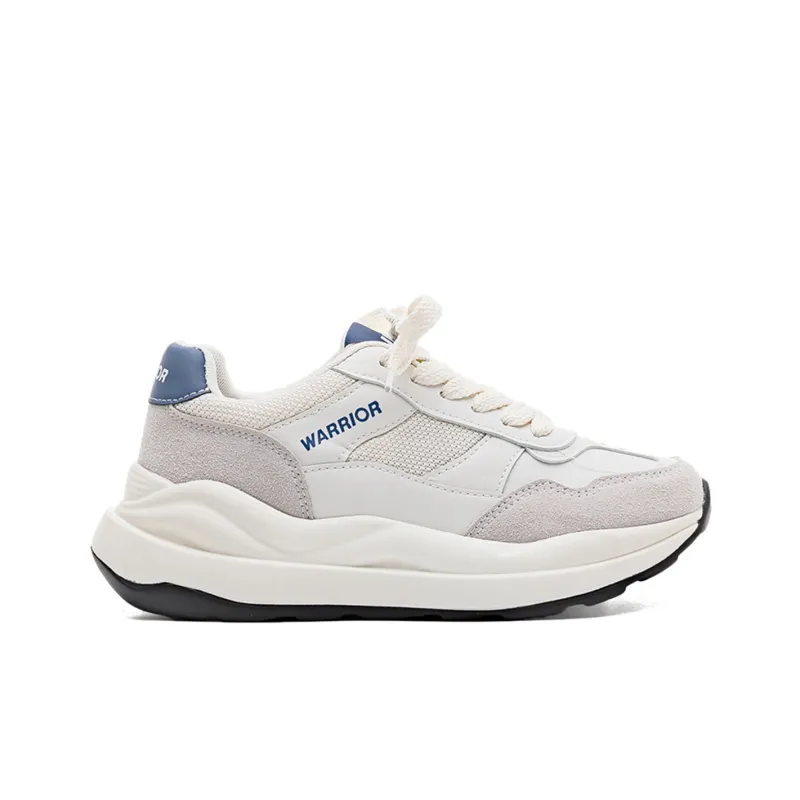Warrior Cushioning Anti-Slip Wear-Resistant Breathable Height Increasing Low-Top Chunky Sneakers Unisex White Dark Blue-2