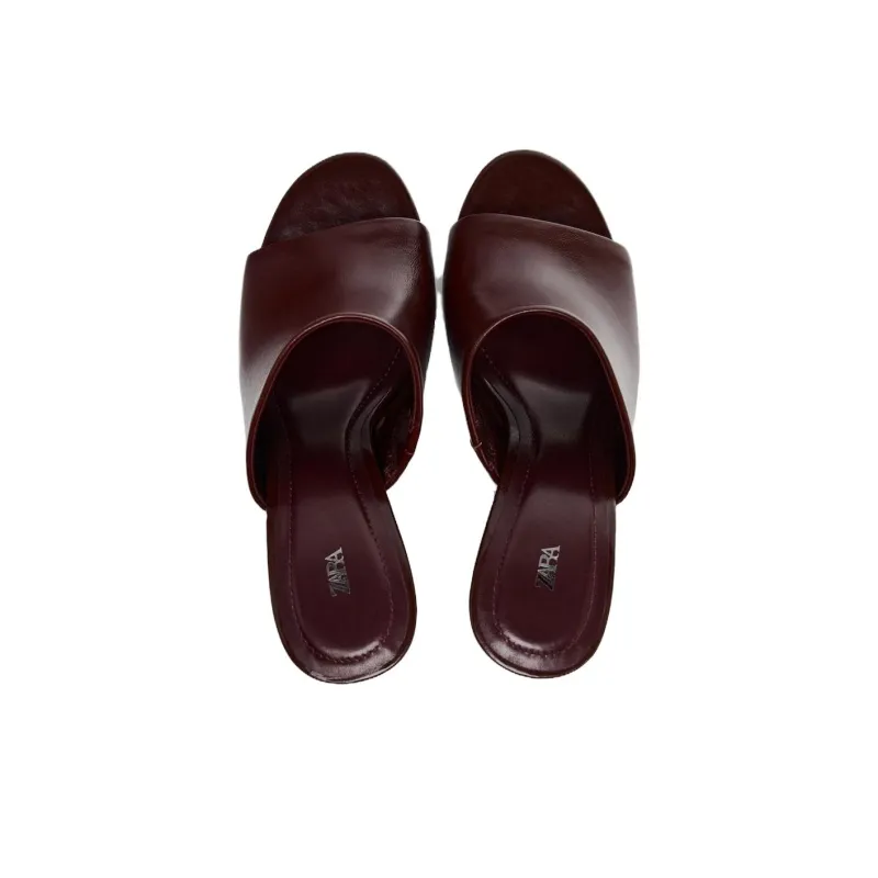 ZARA PU Polyurethane Slip Resistant Slide Slippers Women's Dark Red-4