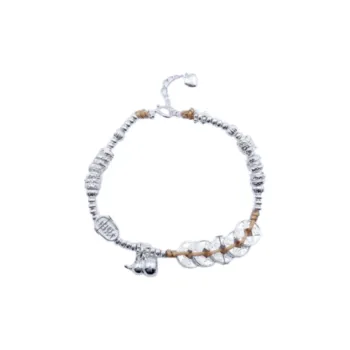 QINGFU Sterling Silver Gourd Woven Wealth Attracting Nugget Bracelet Versatile Fashion Women's