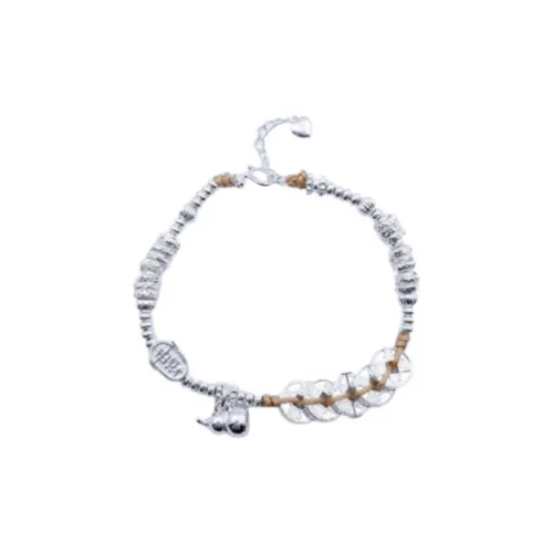 QINGFU Sterling Silver Gourd Woven Wealth Attracting Nugget Bracelet Versatile Fashion Women's