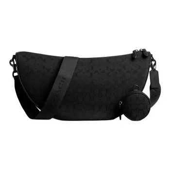 COACH HALL Iconic Jacquard Shoulder Bag, Crossbody Bag Large Size Men's Black