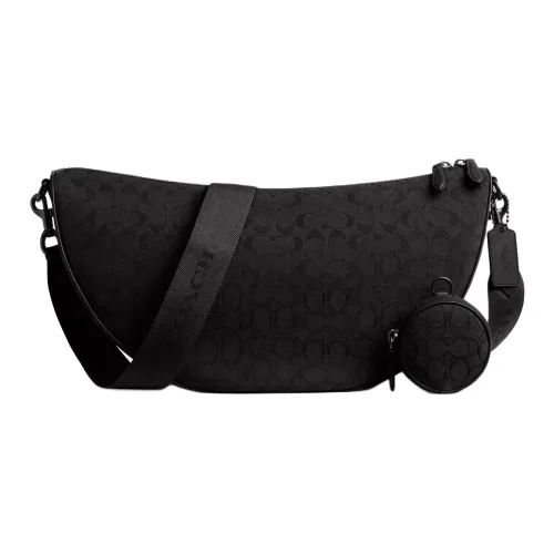 COACH HALL Iconic Jacquard Shoulder Bag, Crossbody Bag Large Size Men's Black