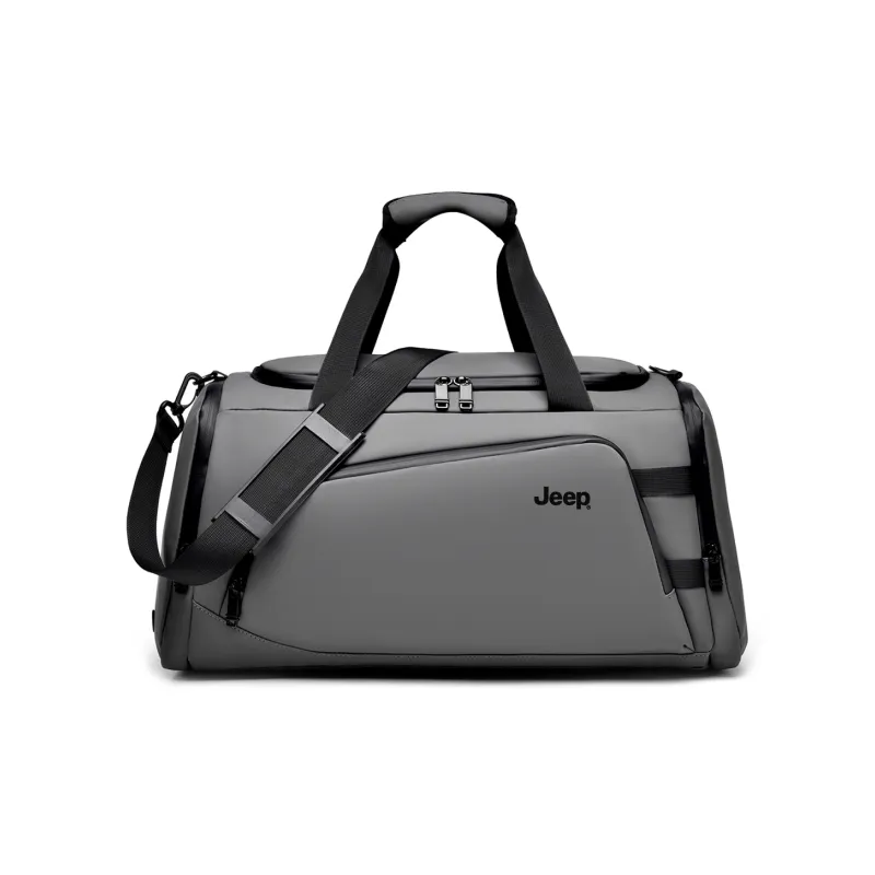 Jeep PU Leather Luggage Bag Gym Bag Large Size Unisex Black/Gray/Green-7