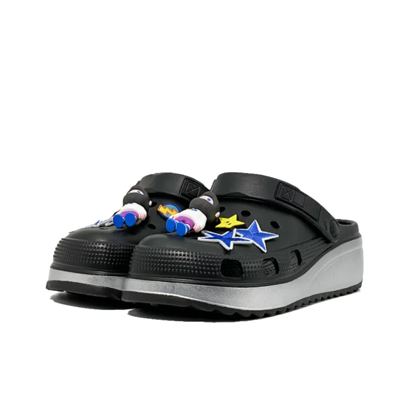 FCMM Clogs Unisex Black Silver Frame Box Included-2