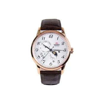ORIENT Sun And Moon Collection Automatic Mechanical Movement Leather Watch Bands Watch 42mm Women's Watch White Dial