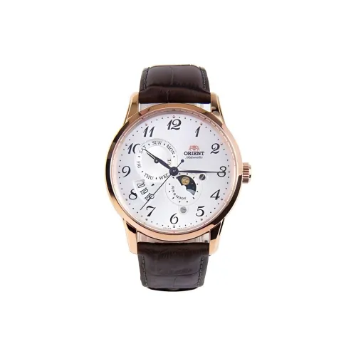 ORIENT Sun And Moon Collection Automatic Mechanical Movement Leather Watch Bands Watch 42mm Women's Watch White Dial