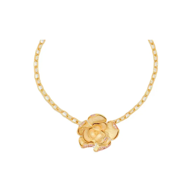 Oscar De La Renta Pavé Rose Pendant Necklace-1