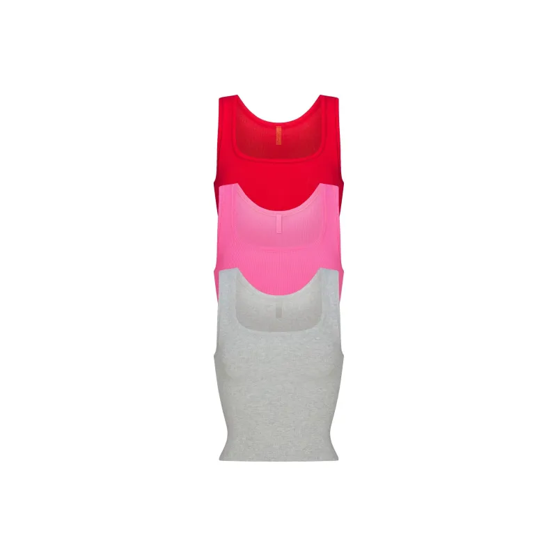SKIMS COTTON RIB TANK 3 PACK Tank Top Women's 3 Pack Sugar Pink Multi/Sugar Pink Multicolor-0
