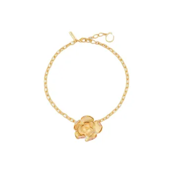 Oscar De La Renta Pavé Rose Pendant Necklace