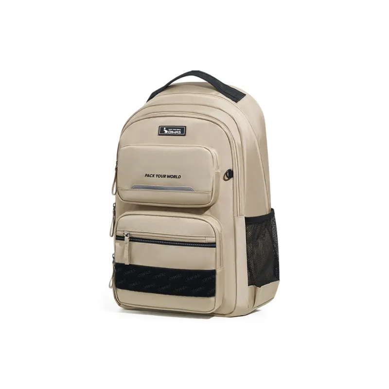 OIWAS Fabric Students Backpack Travel Backpack Laptop Bag Backpack Regular Unisex Black/Khaki-7