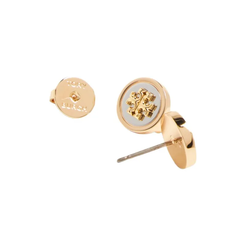 TORY BURCH Brass Enamel Stud Earrings Women's Gold-1