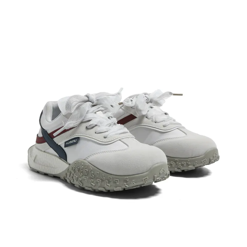 HUANQIU Anti Slip And Wear Resistant Height Increasing Low Top Casual Shoes Women's Gray Red-3