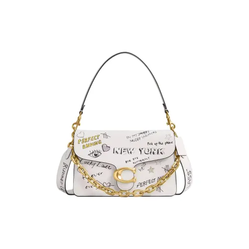 COACH Grained Leather Shoulder Bag Crossbody Bag Handbag Medium Size Women's White
