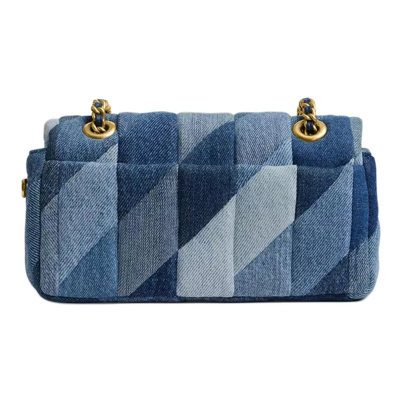 COACH Tabby Denim With Nappa Leather Shoulder Bag Trumpets Women's Denim Blue-2