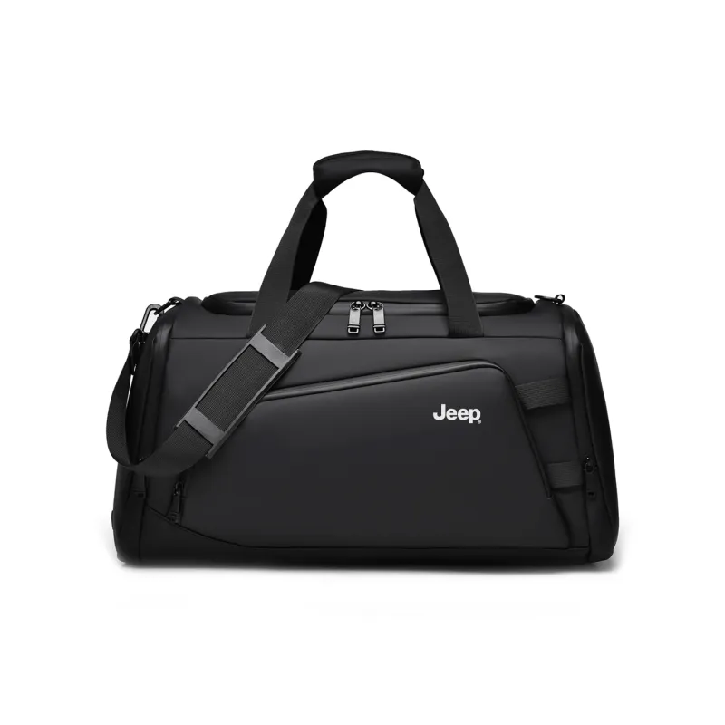 Jeep PU Leather Luggage Bag Gym Bag Large Size Unisex Black/Gray/Green-0