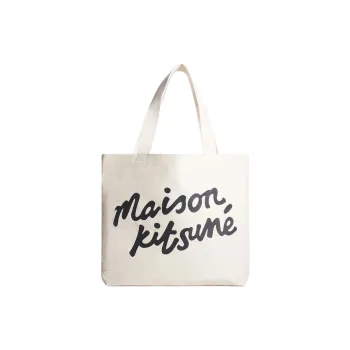 Maison Kitsune Canvas Bag Tote Bag Shopping Bag Handbag Women's White