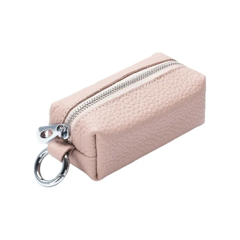 OUZIHUANG Top Grain Cow Leather Key Pouch Regular Unisex Black/Red/Rose Red/Sea Blue/Light Pink/Light Yellow/Jasper-6