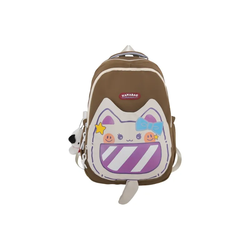 H YXIANG Nylon Backpack Unisex Black/Brown/Purple/White Green/White Red-1