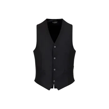 EMPORIO ARMANI Single breasted Worsted Virgin wool Gilet