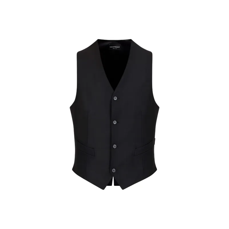 EMPORIO ARMANI Single breasted Worsted Virgin wool Gilet-0