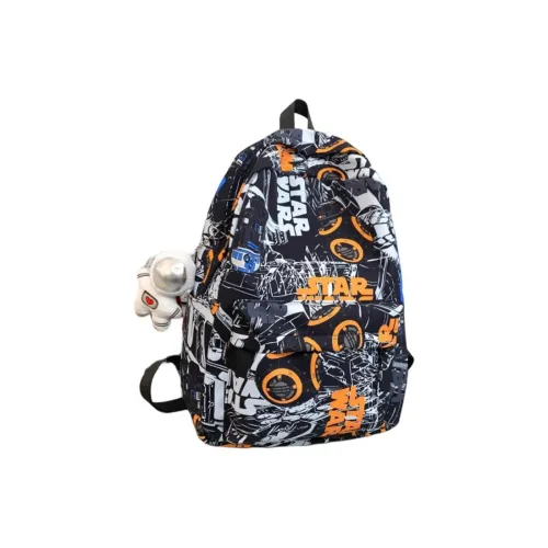 URBAN FOREST Nylon Fabric Backpack Unisex Black/Orange Red/Blue