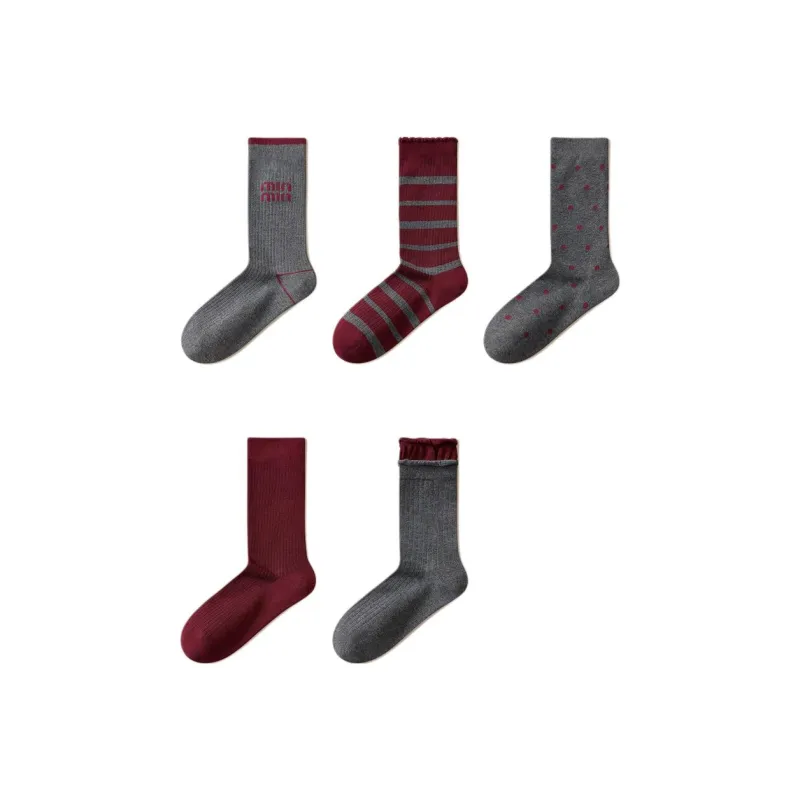 Temooues Mid Calf Socks Women's Combo Set-7