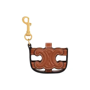 CELINE Triomphe Calfskin Earphone Case Unisex Brown