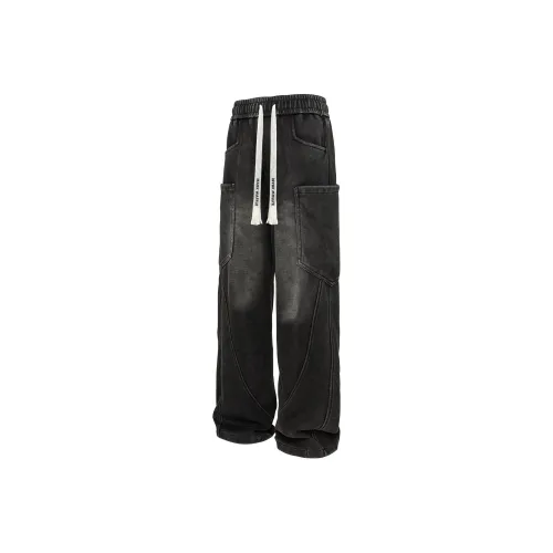 MARK WAFFLE Knitted Sports Pants Unisex Black
