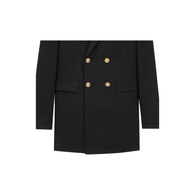 SAINT LAURENT Wool Gabardine Blazer 'Black'-4